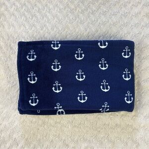 HB Hudson Baby Blue White Anchors Blanket Plush Soft Security Lovey Nautical